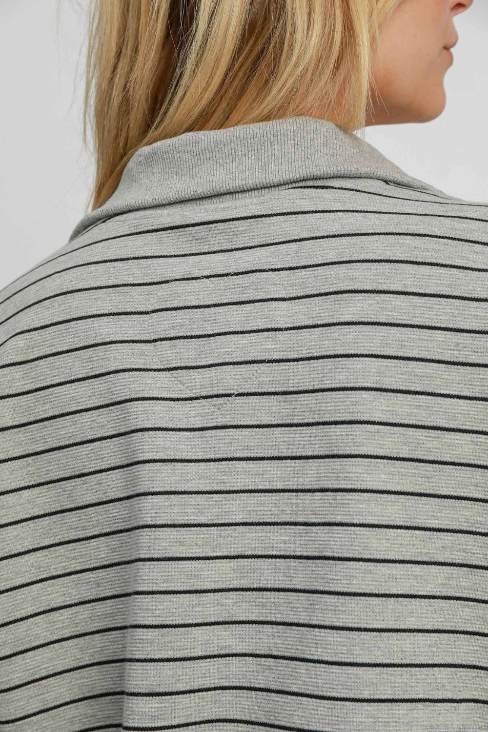 Umgee Striped Half Zip Short Sleeve Sweatshirt - Mervyns