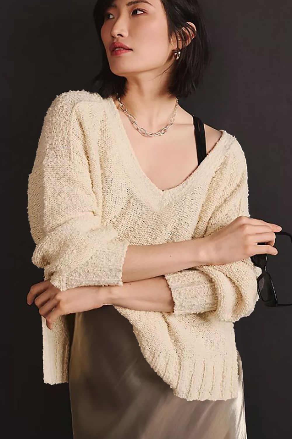 V-Neck Dropped Shoulder Sweater - Mervyns
