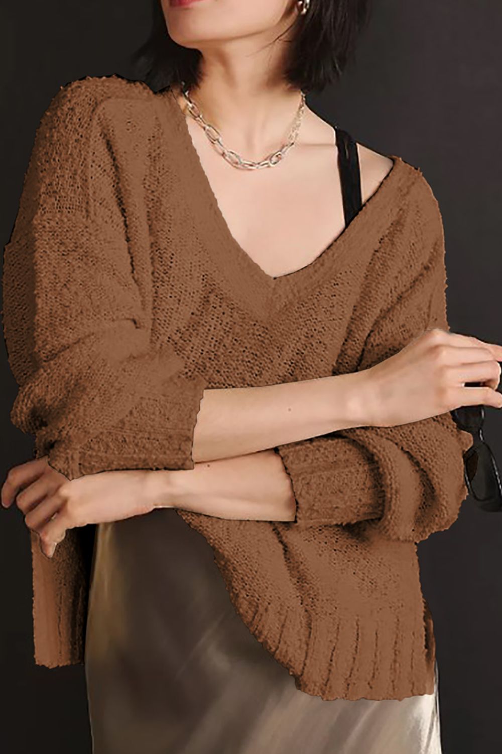 V-Neck Dropped Shoulder Sweater - Mervyns