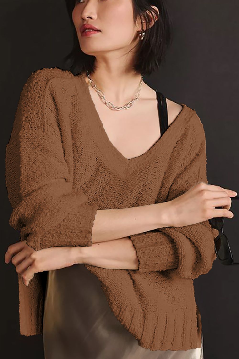 V-Neck Dropped Shoulder Sweater - Mervyns