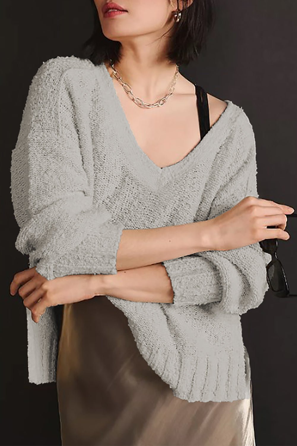 V-Neck Dropped Shoulder Sweater - Mervyns
