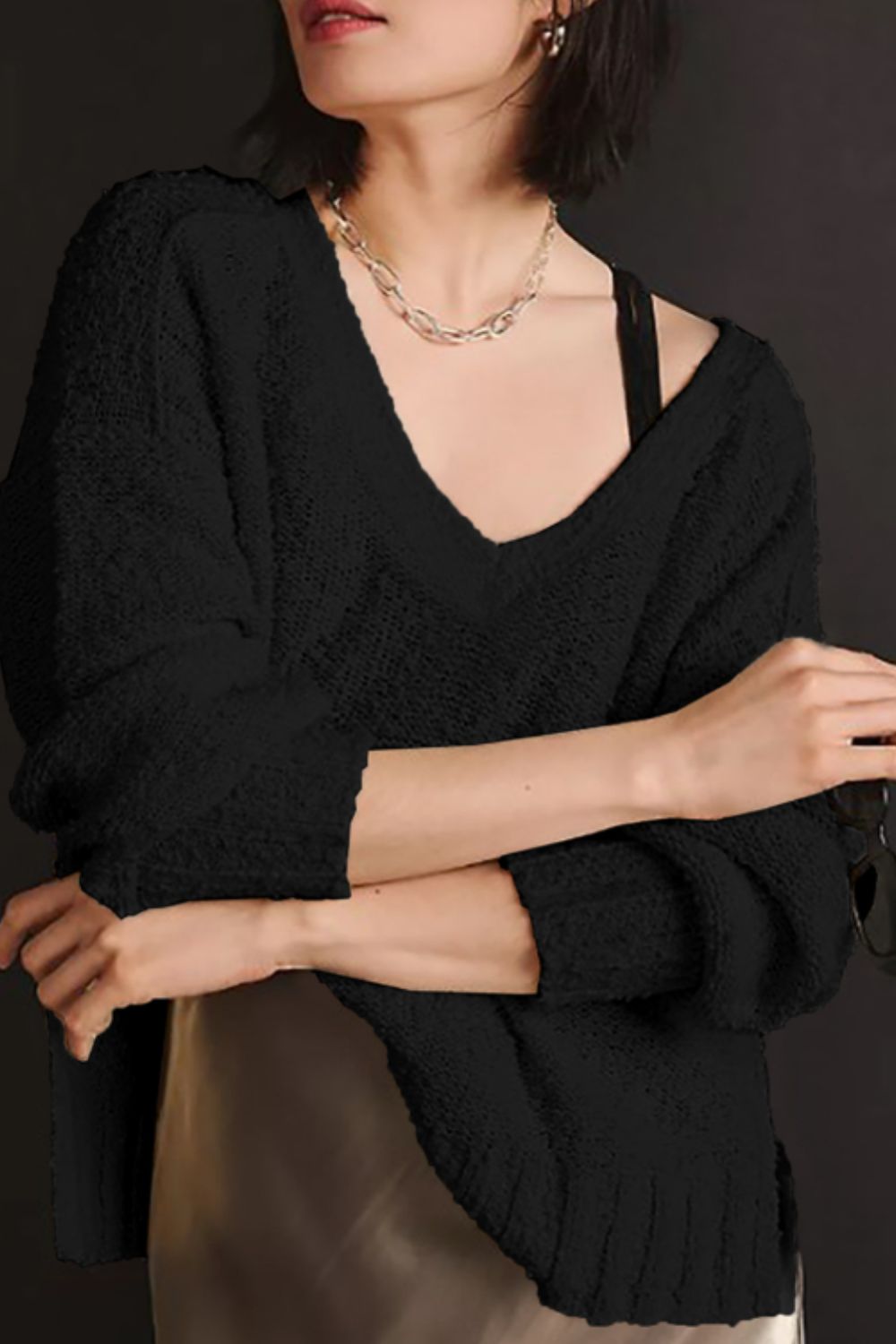 V-Neck Dropped Shoulder Sweater - Mervyns