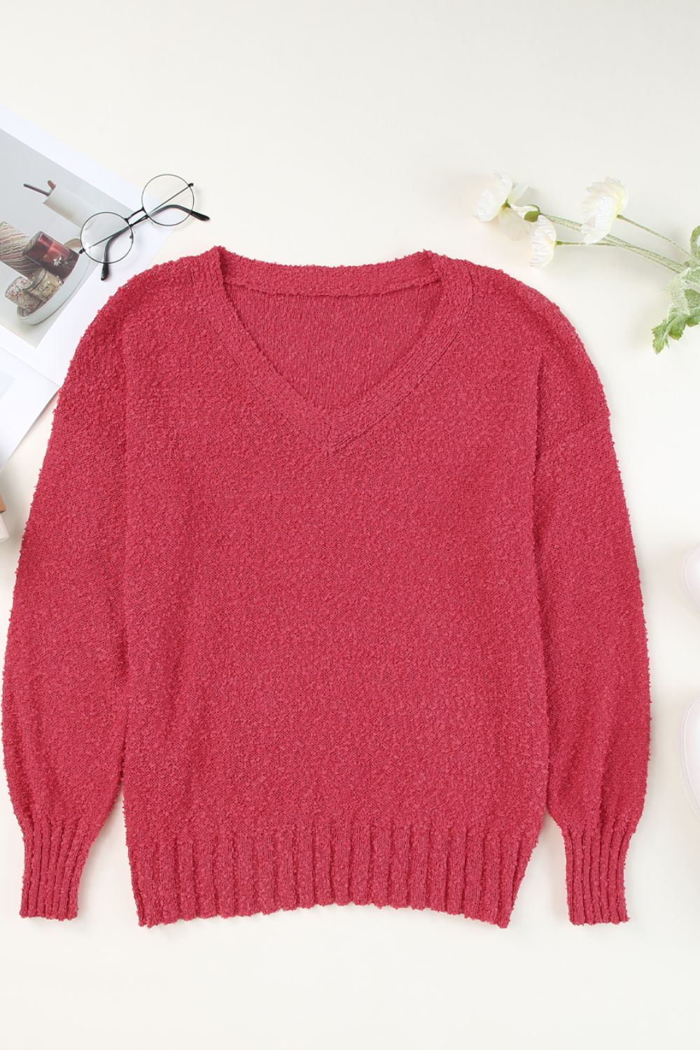 V-Neck Dropped Shoulder Sweater - Mervyns