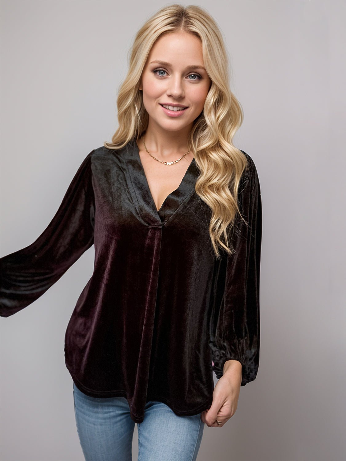V-Neck Three-Quarter Sleeve Blouse - Mervyns