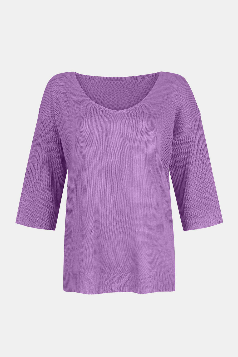 V-Neck Three-Quarter Sleeve Knit Top - Mervyns