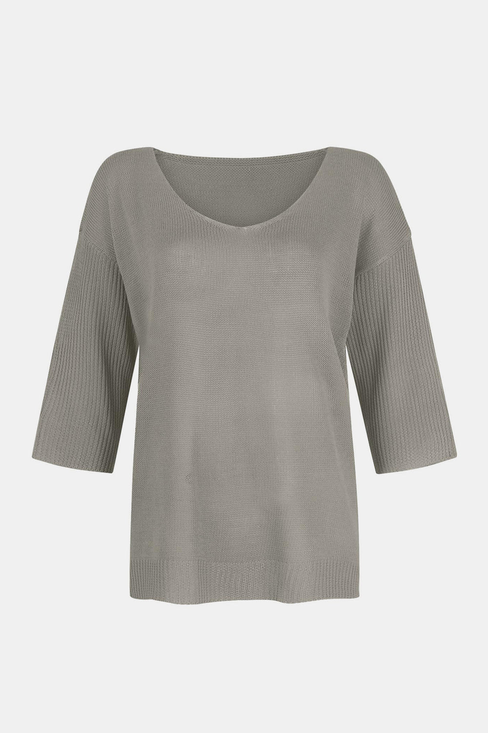 V-Neck Three-Quarter Sleeve Knit Top - Mervyns