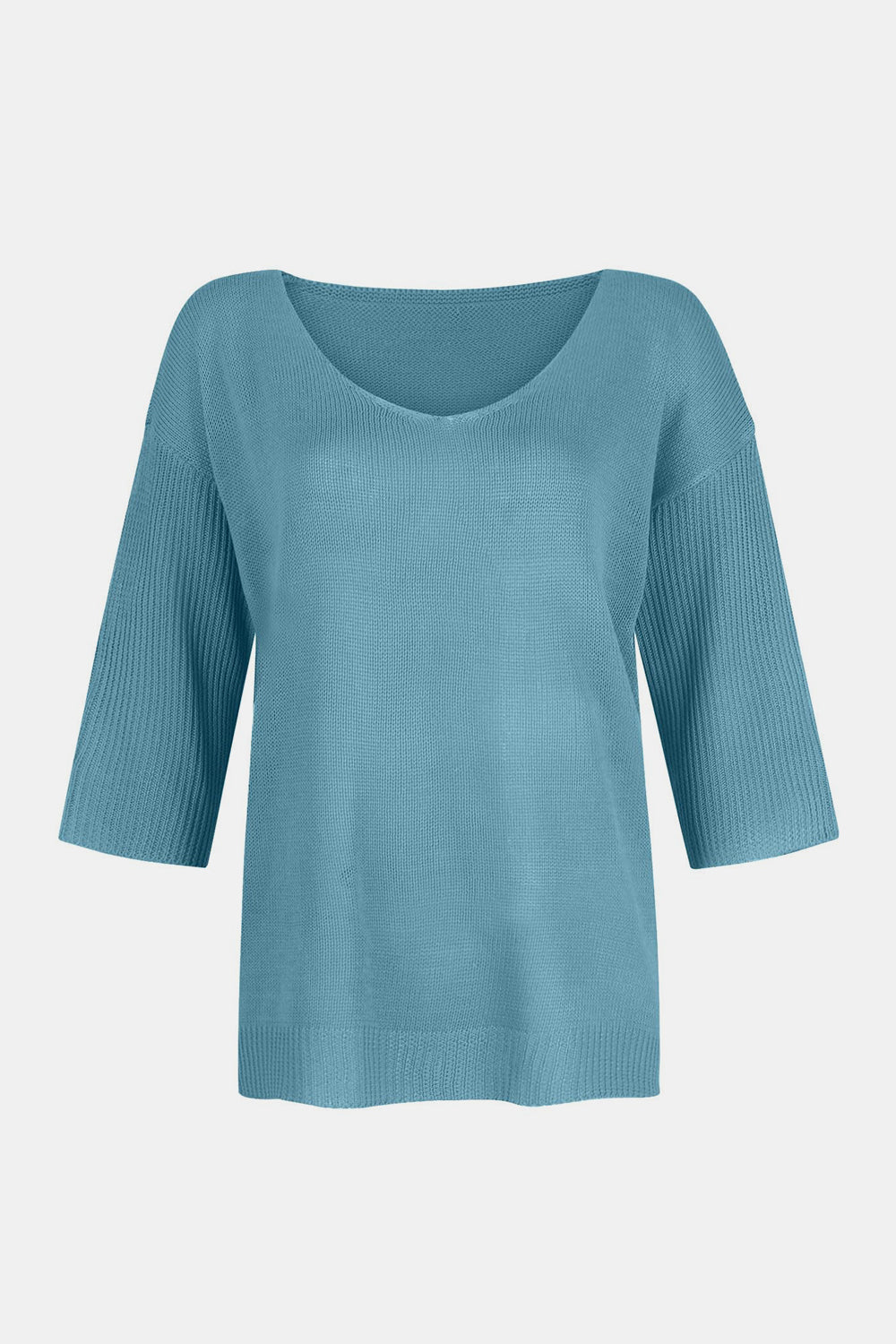 V-Neck Three-Quarter Sleeve Knit Top - Mervyns