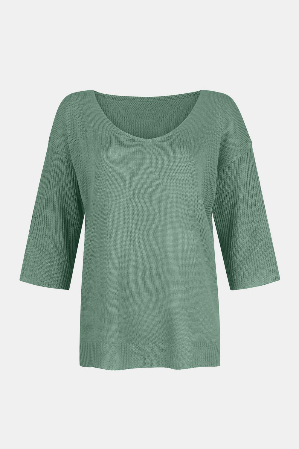 V-Neck Three-Quarter Sleeve Knit Top - Mervyns
