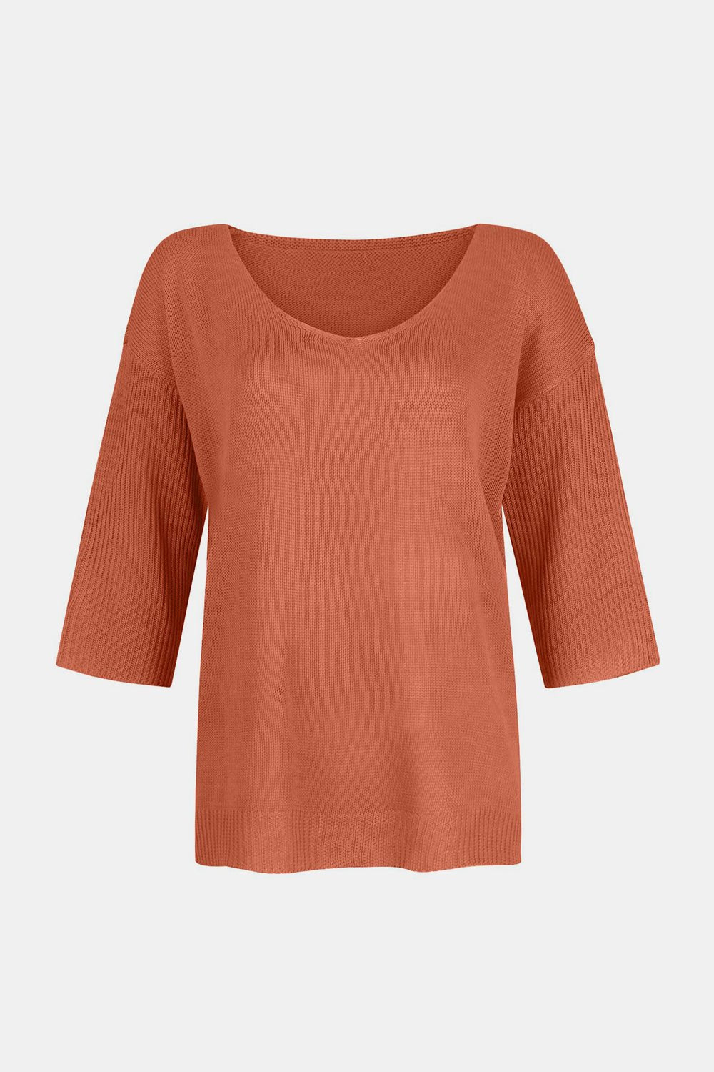 V-Neck Three-Quarter Sleeve Knit Top - Mervyns