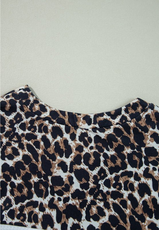 Waffle-Knit Leopard V-Neck Long Sleeve Blouse - Mervyns