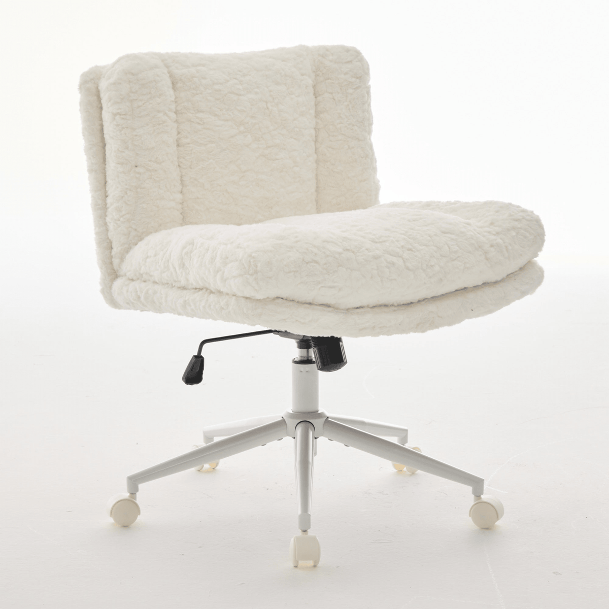 Wider Seat Office Chair Artificial Rabbit Hair Home Office Chair with Metal Base - Mervyns