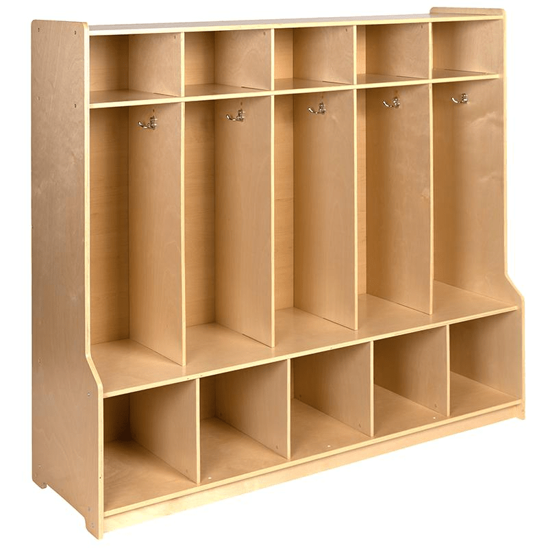 Wooden 5 Section School Coat Locker with Bench, Cubbies - Mervyns