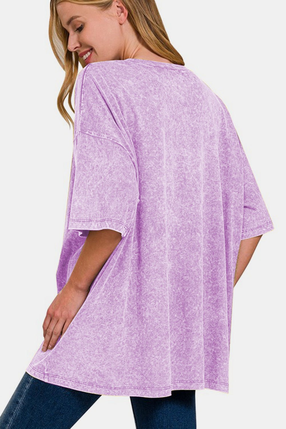 Zenana Full Size Washed Round Neck Drop Shoulder Oversized T-Shirt - Mervyns