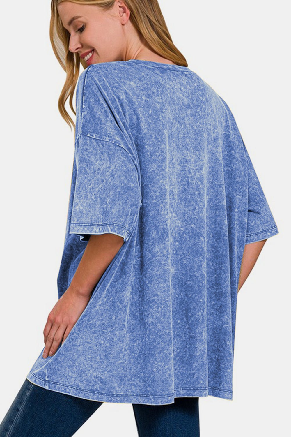 Zenana Full Size Washed Round Neck Drop Shoulder Oversized T-Shirt - Mervyns