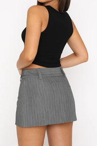 Thumbnail for Pinstripe Crossover Waist Mini Skirt
