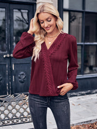 Thumbnail for Puff Sleeve Surplice Neck Blouse