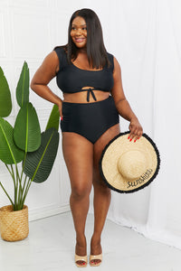 Thumbnail for Marina West Swim Sanibel Crop Swim Top and Ruched Bottoms Set in Black