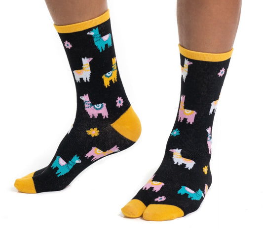 1 Pair - V-Toe Flip Flop Tabi Socks - Black Llamas - Mervyns
