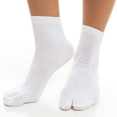 1 Pair - V-Toe Flip Flop Tabi Socks - White Solid Casual - Mervyns