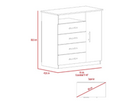 Thumbnail for Rioja 4 Drawer Dresser, One Open Shelf, Superior Top, Single Door Cabinet