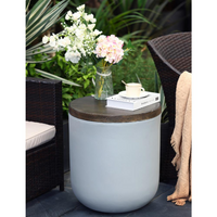 Thumbnail for Gray and Brown MgO Round Side Table, Indoors and Outdoors