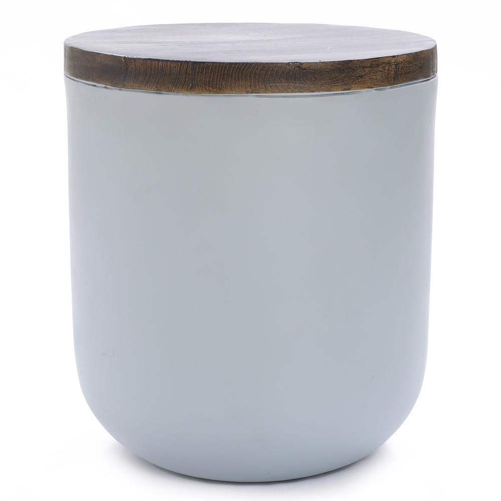 Gray and Brown MgO Round Side Table, Indoors and Outdoors