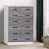 Thumbnail for Better Home Products Cindy 7 Drawer Chest Wooden Dresser in Gray & White