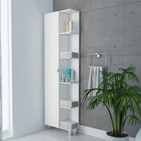 Thumbnail for Venus Corner Linen Single Door Cabinet, Five External Shelves, Four Interior Shelves