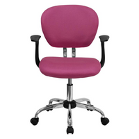 Thumbnail for Mid-Back Pink Mesh Padded Swivel Task Office Chair with Chrome Base and Arms