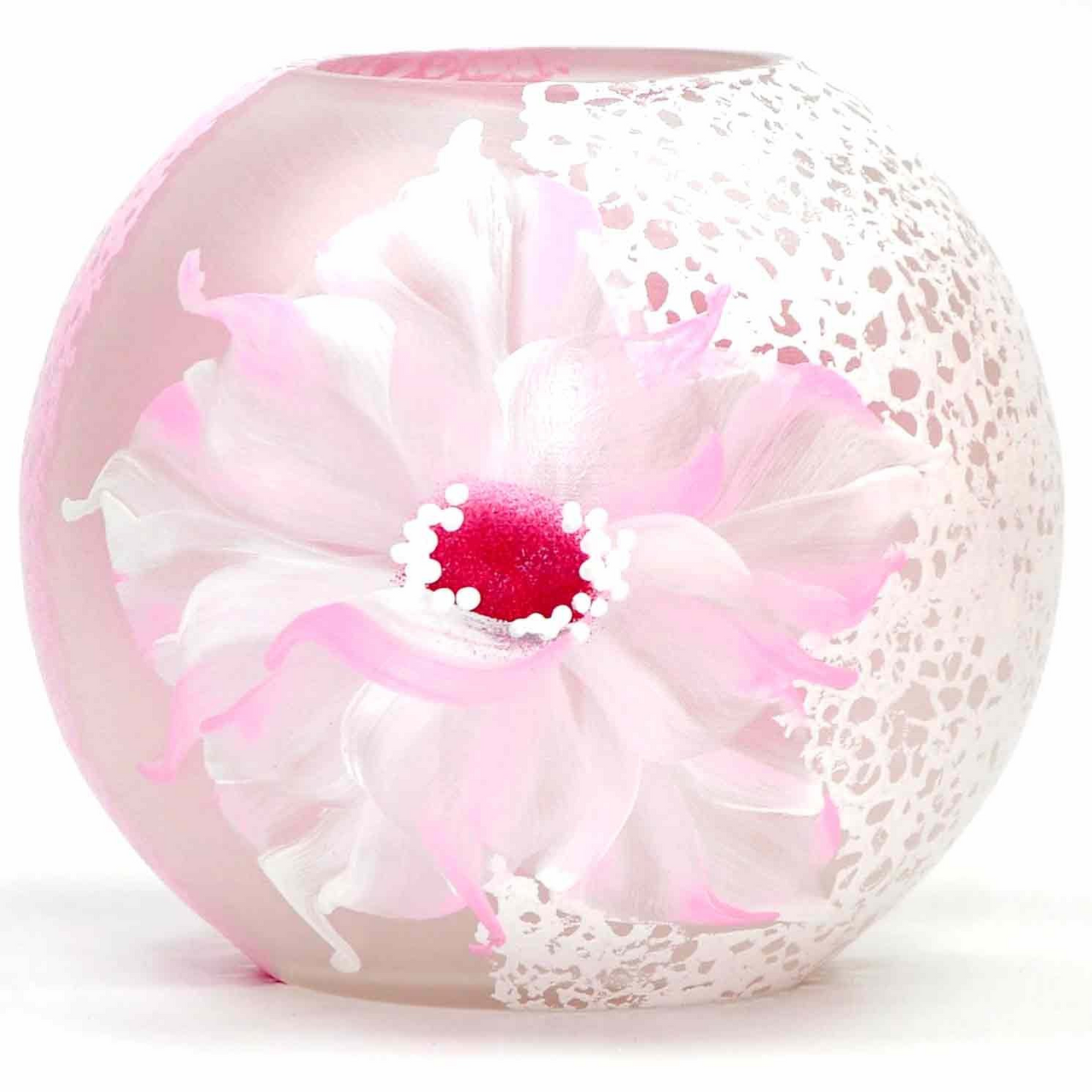 Handpainted Glass Vase for Flowers | Painted Art Glass Round Bubble Vase | Interior Design Home Room Rose Decor | Table vase 6 in