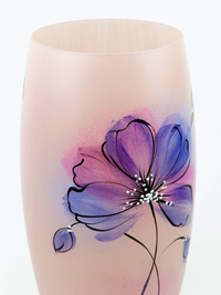 Thumbnail for Handpainted Glass Vase for Flowers | Painted Art Glass Oval Vase | Interior Design Gentle Room Decor | Table vase 12 inch