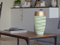 Thumbnail for Handpainted Glass Vase for Flowers | Gentle Green Oval Vase | Interior Design Home Room Decor | Table vase 12 inch