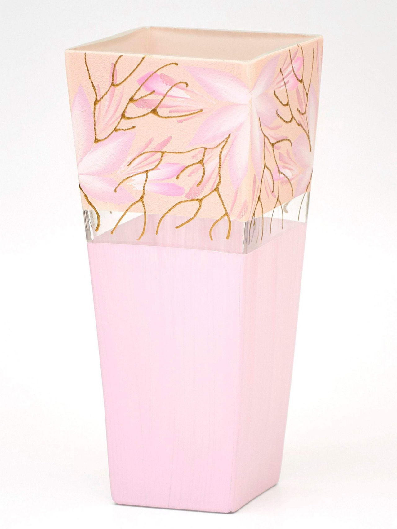 Glass Vase | Trapeze vase | Art Decorated Glass Vase for flowers | Table vase 10 inch | Interior Design | Home Decor
