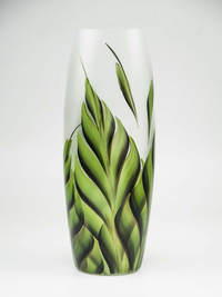 Thumbnail for Tropical leaves | Ikebana Floor Vase | Large Handpainted Glass Vase for Flowers | Room Decor | Floor Vase 16 inch