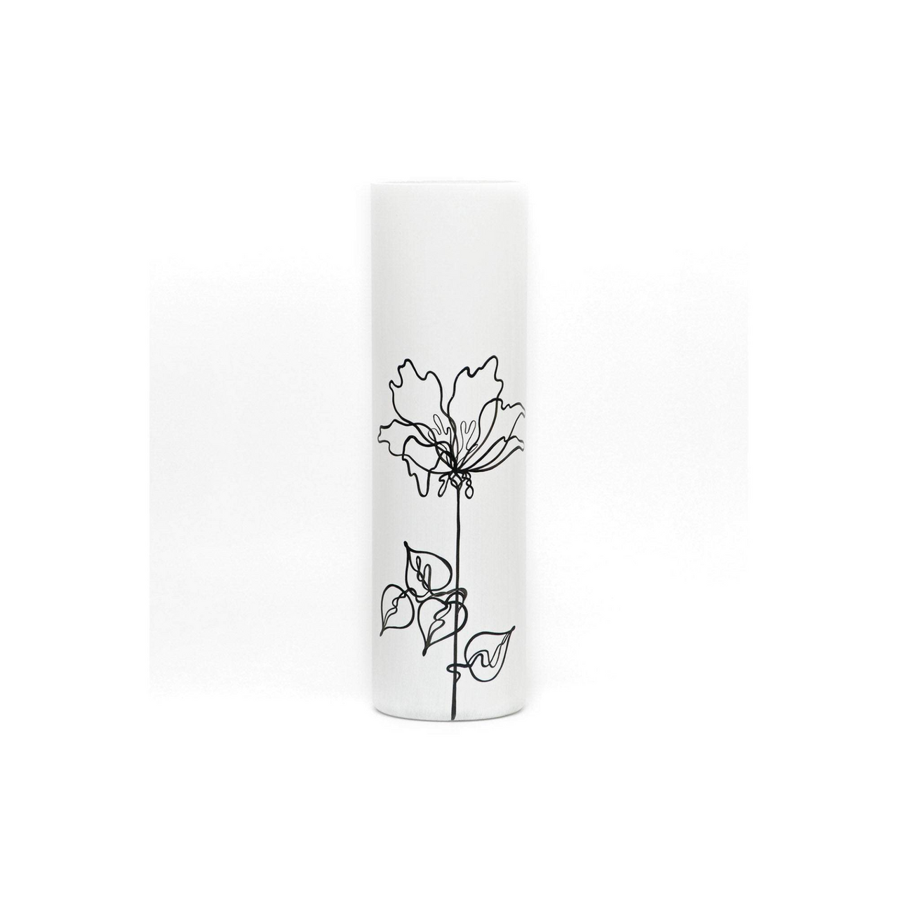 Black flower | Art decorated glass vase | Glass vase for flowers | Cylinder Vase | Interior Design | Home Decor | Large Floor Vase 16 inch