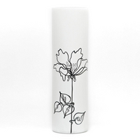 Thumbnail for Black flower | Art decorated glass vase | Glass vase for flowers | Cylinder Vase | Interior Design | Home Decor | Large Floor Vase 16 inch