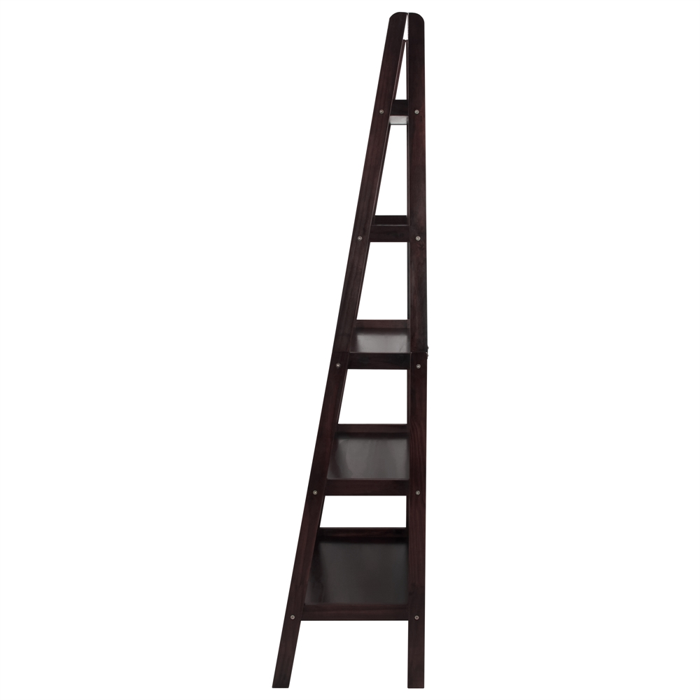 5-Shelf Ladder Bookcase-Espresso