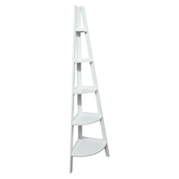 Thumbnail for 5-Shelf Corner Ladder Bookcase - White