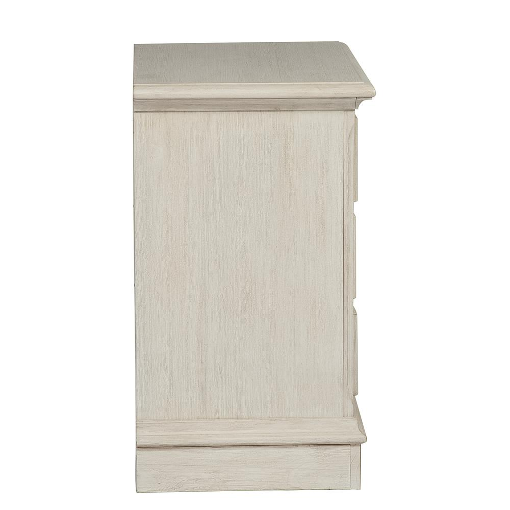 3 Drawer Night Stand, Antique White Finish with Heavy Wire Brush