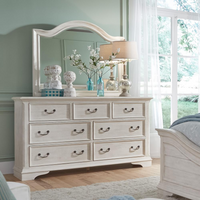 Thumbnail for Dresser & Mirror (249-BR-DM), Antique White Finish with Heavy Wire Brush