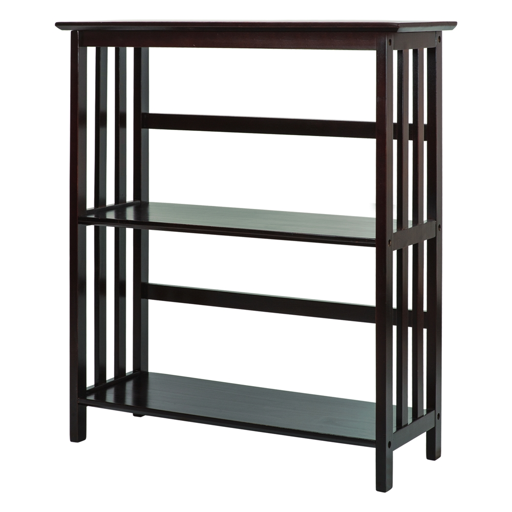 Mission Style 3-Shelf  Bookcase-Espresso