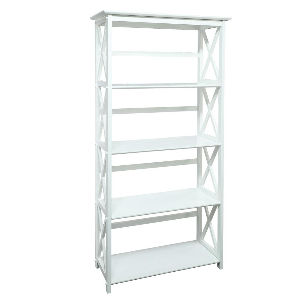 Montego 5-Shelf Bookcase-White