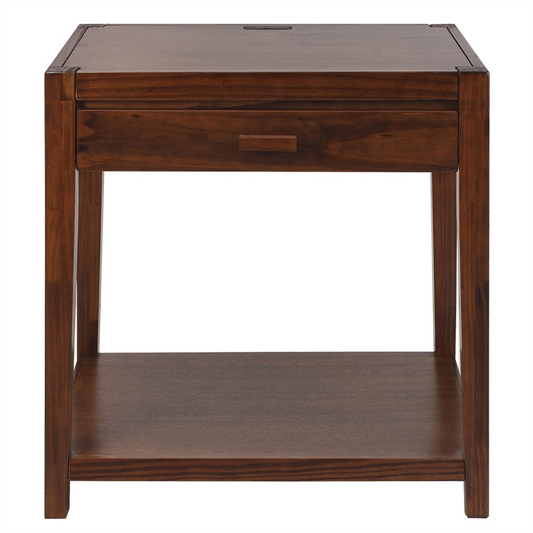 Notre Dame Night Stand with USB Port-Warm Brown