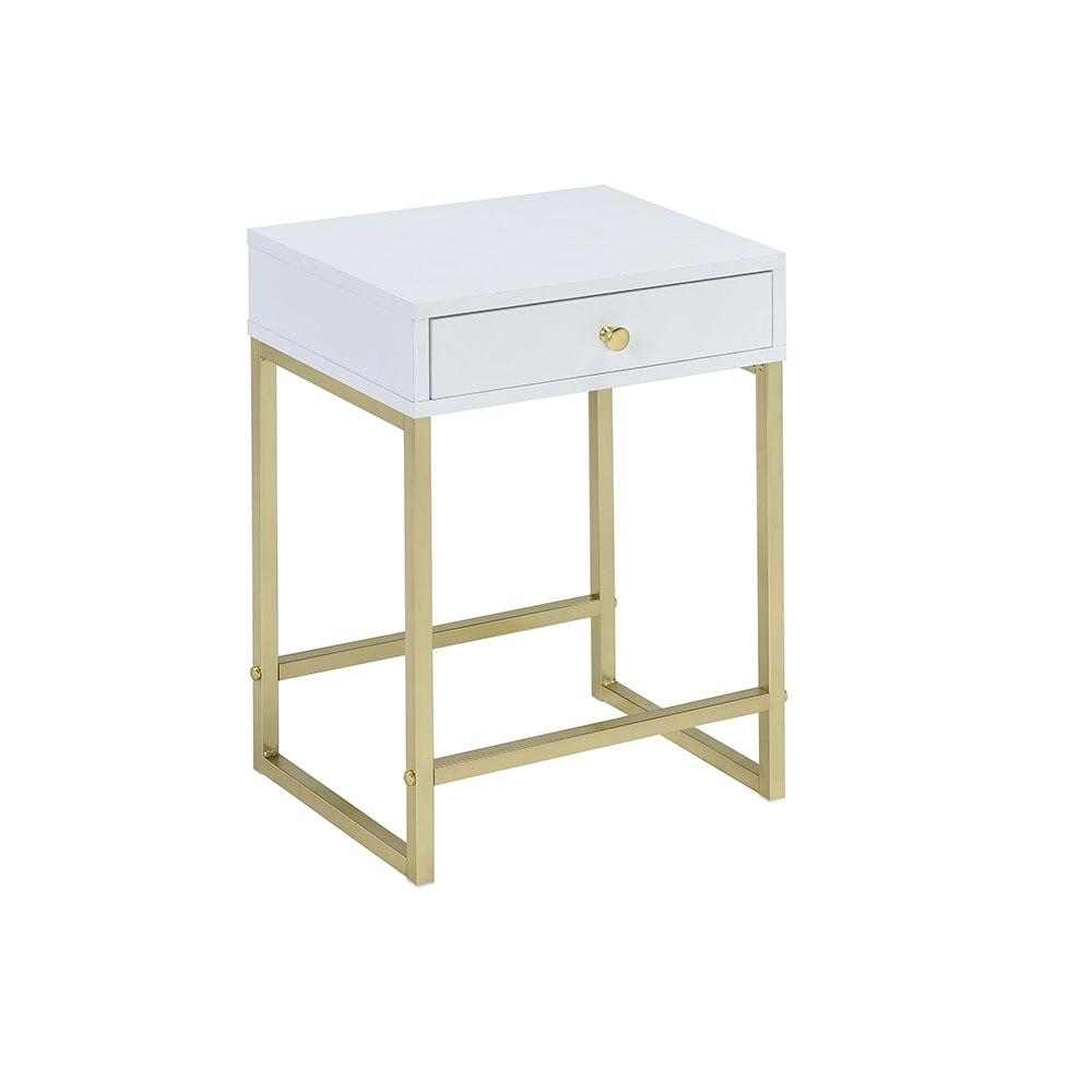 Coleen Side Table, Pink & Gold