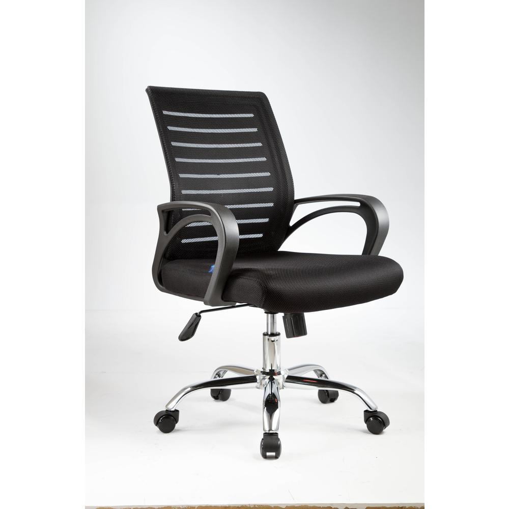 American Imaginations 21.7-in. W 38.2-in. H Traditional Stainless Steel-Plastic-Nylon Office Chair In Black, AI-28704