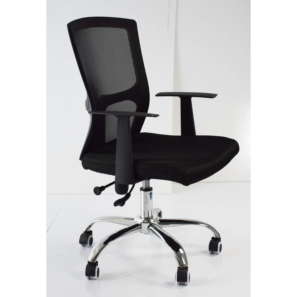 American Imaginations 25.2-in. W 37.8-in. H Modern Stainless Steel-Plastic-Nylon Office Chair In Black, AI-28707
