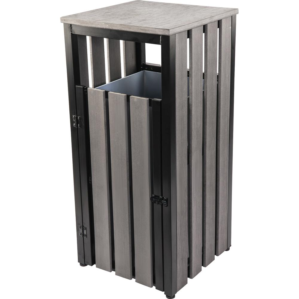 Lorell Outdoor Waste Bin - Rectangular - Weather Resistant - 33.6" Height x 15.8" Width x 15.8" Depth - Polystyrene - Charcoal