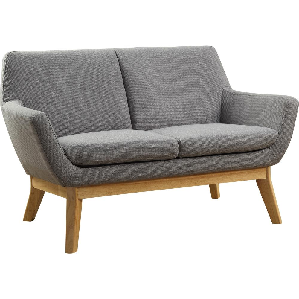 Lorell Quintessence Collection Upholstered Loveseat - 53.1" x 19.8" x 32.8" - Material: Wood Leg - Finish: Gray