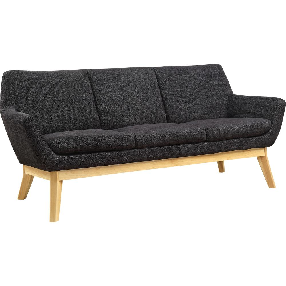 Lorell Quintessence Collection Upholstered Sofa - 19.8" x 73.3" x 32.8" - Material: Wood Leg - Finish: Black