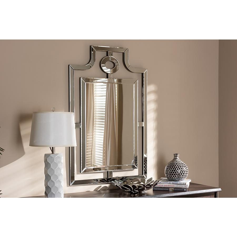 Iria Modern and Contemporary Silver Finished Pagoda Wall Accent Mirror